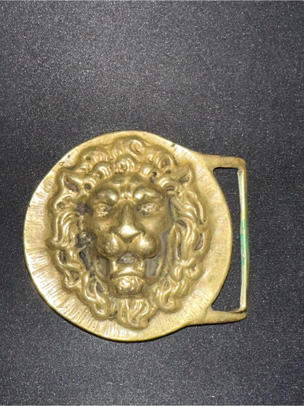 Vintage Brass Lion’s Head Belt Buckle -